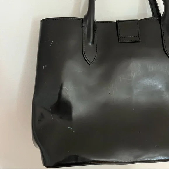 Nardelli Genuine Leather Tote Black Patent Handbag Made in Italy Satchel